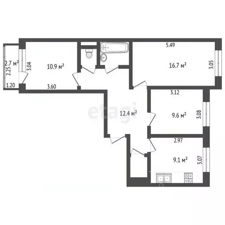 3-к кв. Ямало-Ненецкий АО, Новый Уренгой Лимбяяха мкр, Приозерный мкр, ... - Фото 2