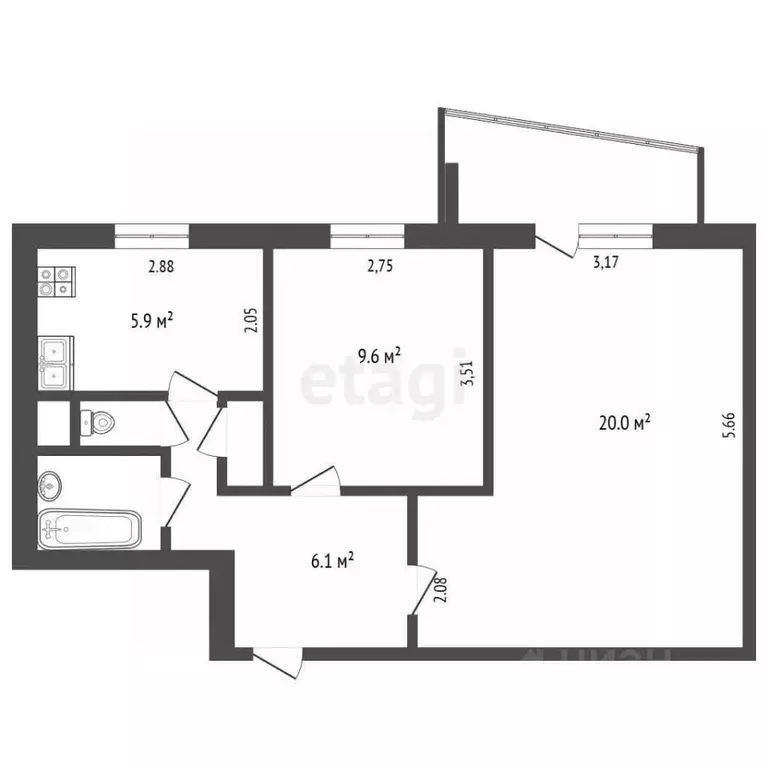 2-к кв. Москва ул. Николая Химушина, 1 (45.0 м) - Фото 1