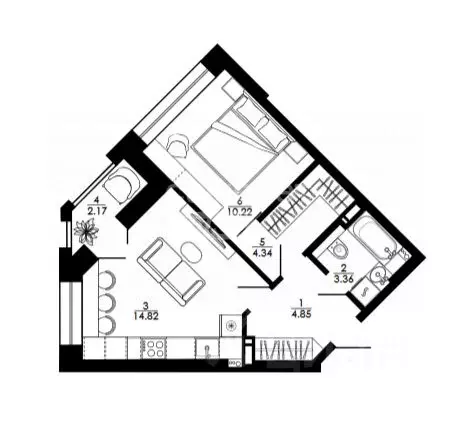 1-к кв. Липецкая область, Липецк Университетский мкр, Архитектор жилой ... - Фото 2