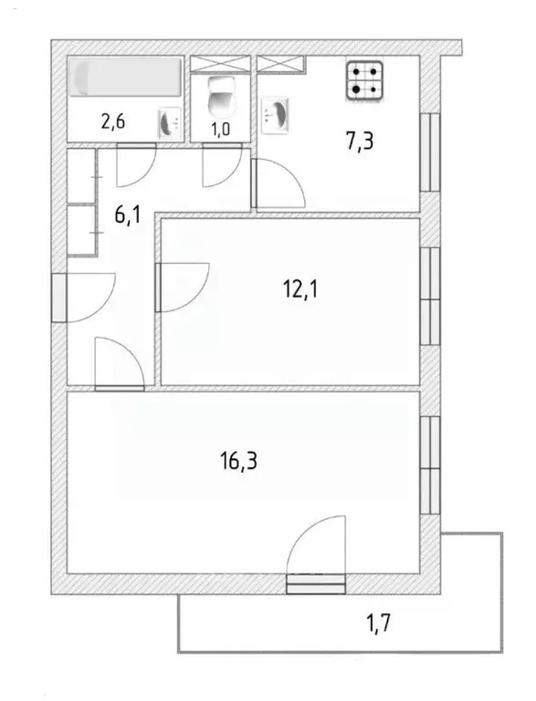 2-к кв. Санкт-Петербург Ленинский просп., 117К1 (46.0 м) - Фото 1