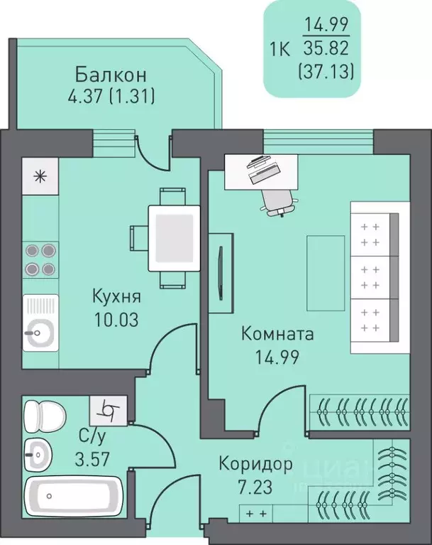 1-к кв. Ханты-Мансийский АО, Сургутский район, Белый Яр пгт, пос. ... - Фото 1