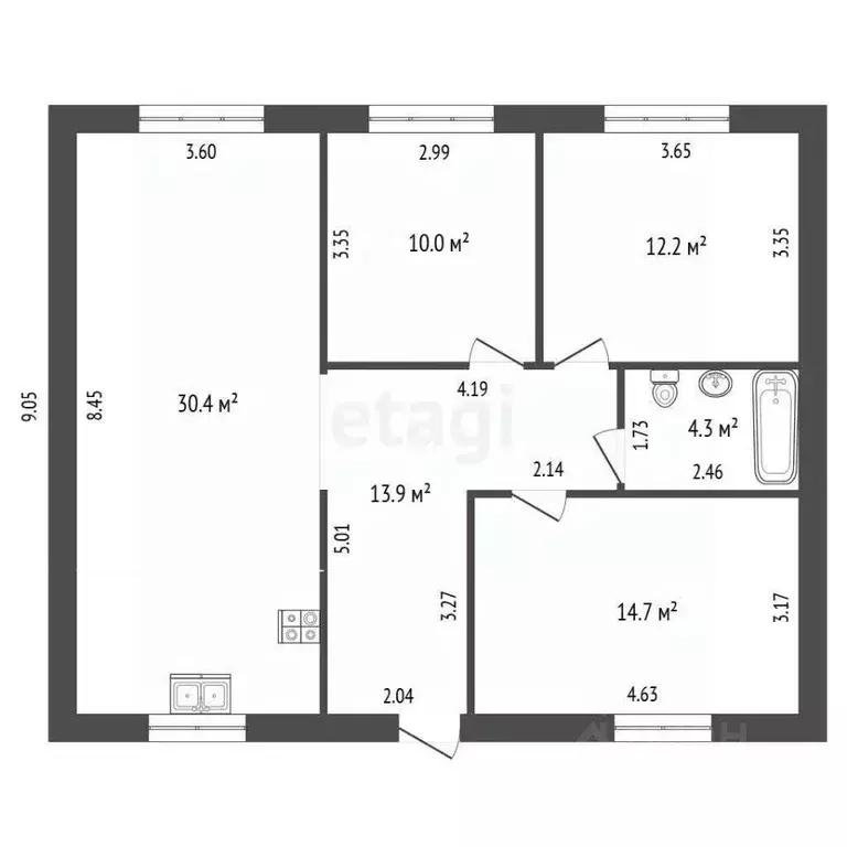 Дом в Калининградская область, Багратионовск Кирпичная ул., 3Б (89 м) - Фото 2