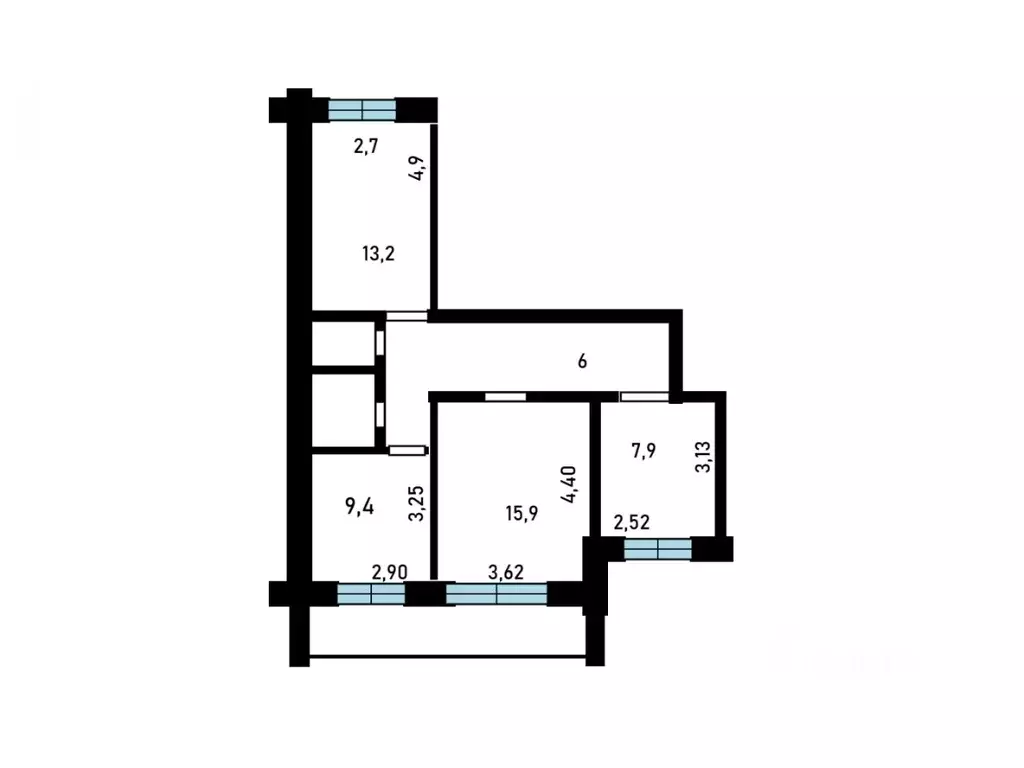 3-к кв. Томская область, Томск ул. Ивана Черных, 109/4 (60.3 м) - Фото 1