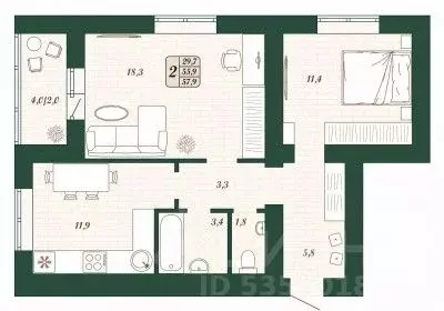 2-к кв. Самарская область, Волжский район, Смышляевка городское ... - Фото 1