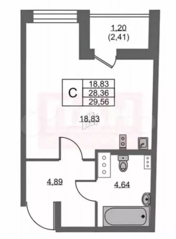 Квартира-студия, 29,6 м, 10/13 эт. - Фото 0