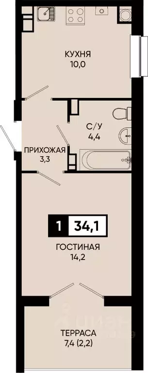 1-к кв. Ставропольский край, Кисловодск городской округ, пос. ... - Фото 0