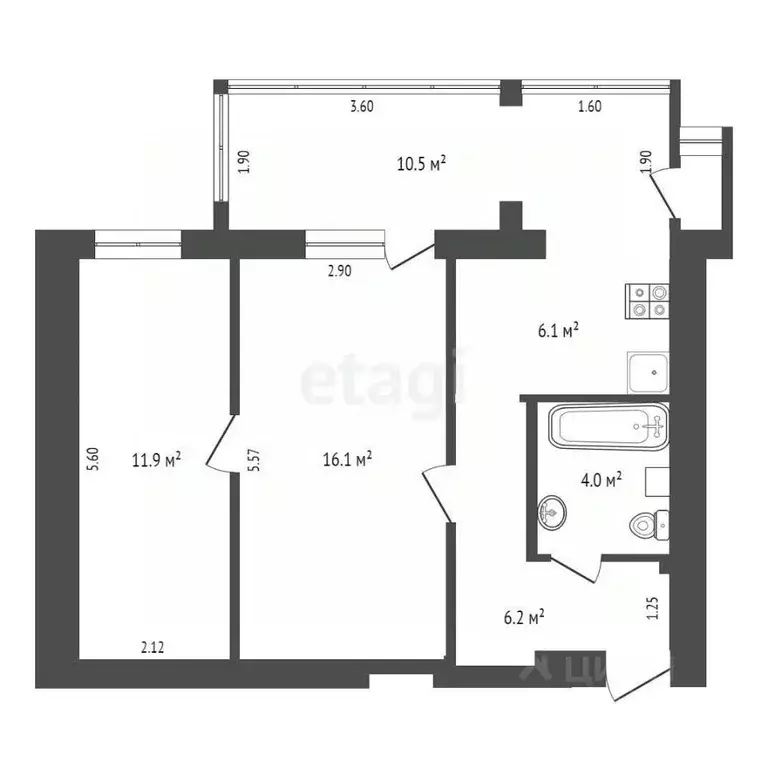 2-к кв. Крым, Ялта ул. Ломоносова, 53 (60.0 м) - Фото 1