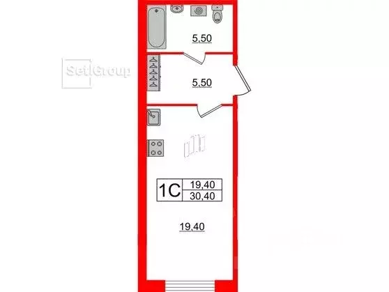 Студия Санкт-Петербург Манчестерская ул., 3 (30.4 м) - Фото 0