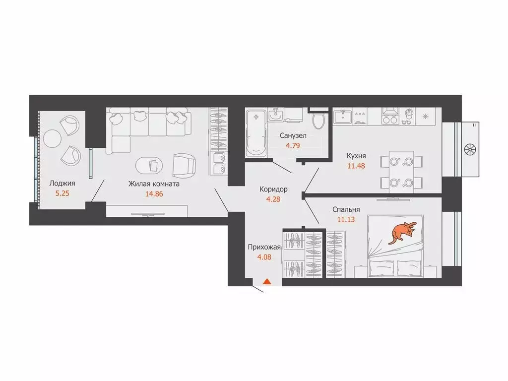 2-комнатная квартира: Волгоград, ЖК Центропарк (53 м) - Фото 1