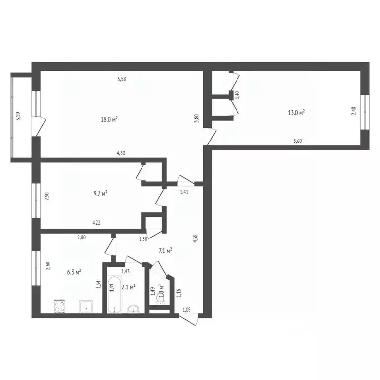 3-к кв. Брянская область, Брянск Новозыбковская ул., 12 (53.7 м) - Фото 1