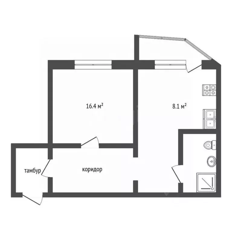 1-к кв. Тамбовская область, Тамбов Никифоровская ул., 38Бк2 (36.1 м) - Фото 2