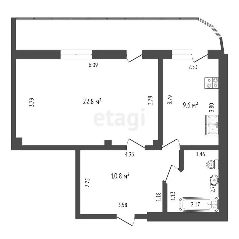 1-комнатная квартира: Липецк, улица 50 лет НЛМК, 11 (59.9 м) - Фото 0