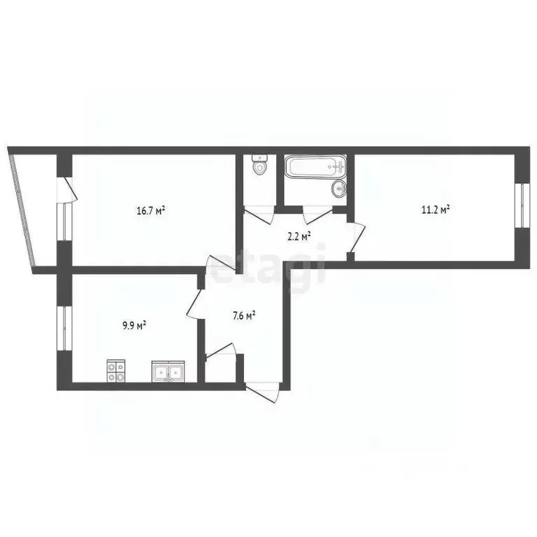 2-к кв. Ямало-Ненецкий АО, Новый Уренгой ул. 26-го съезда КПСС, 4А ... - Фото 1