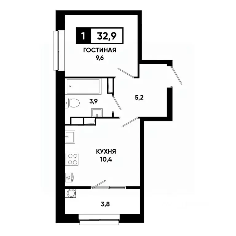 1-к кв. Ставропольский край, Ставрополь просп. Российский, 16 (32.9 м) - Фото 1