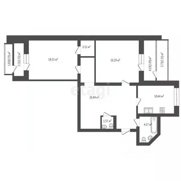 2-к кв. Тюменская область, Тюмень ул. Прокопия Артамонова, 9 (86.0 м) - Фото 0