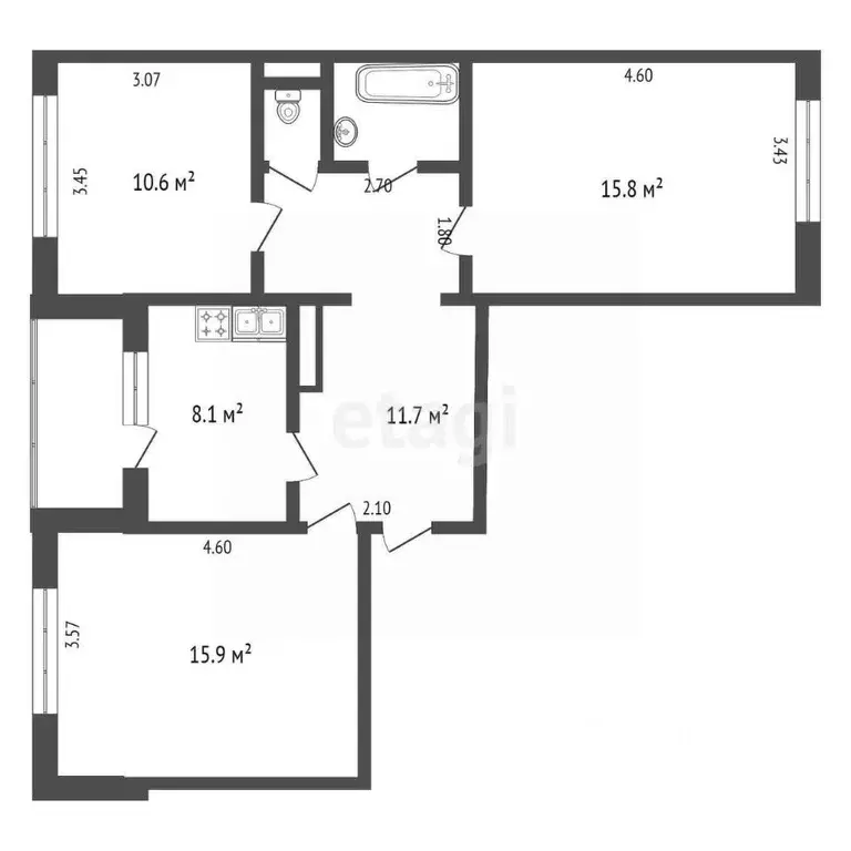 3-к кв. Санкт-Петербург ул. Хошимина, 13к2 (65.7 м) - Фото 1