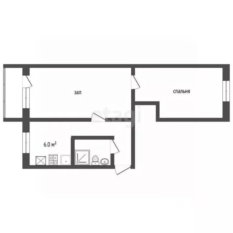 2-к кв. Ростовская область, Батайск пер. 1-й Локомотивный, 15 (42.0 м) - Фото 2