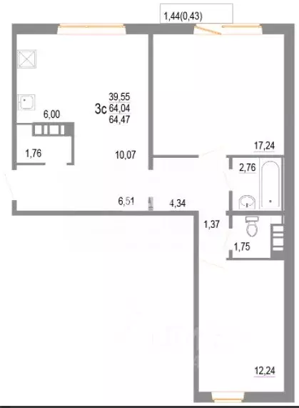 3-к кв. Челябинская область, Челябинск ул. Блюхера, 125Г (64.0 м) - Фото 1
