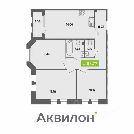 3-к кв. Архангельская область, Архангельск Поморская ул. (68.77 м) - Фото 0