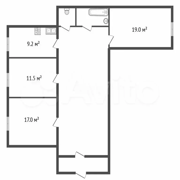 3-к. квартира, 75 м, 2/5 эт. - Фото 0
