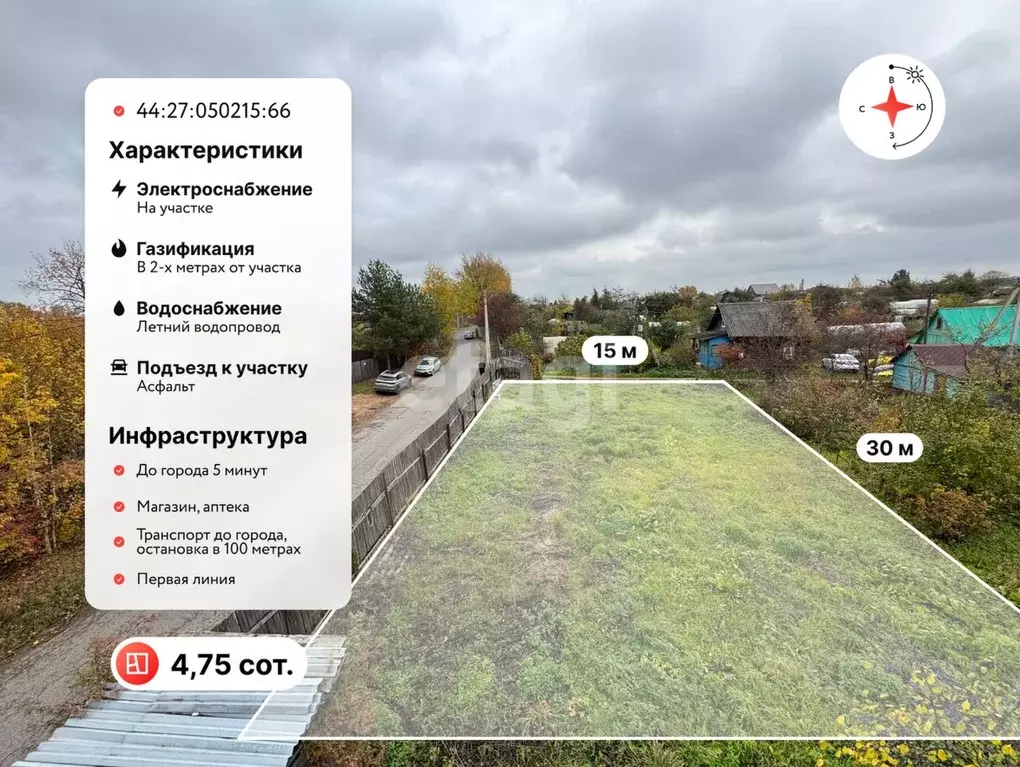 Участок в Костромская область, Кострома Труженик-2 садоводческое ... - Фото 0