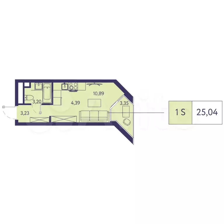 Квартира-студия, 25 м, 2/20 эт. - Фото 0