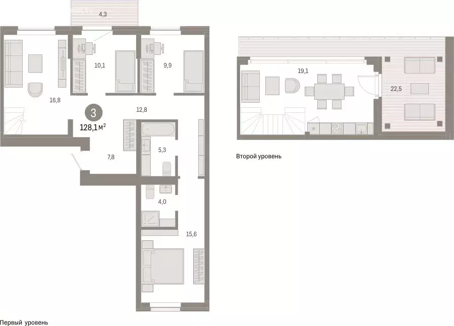 3-комнатная квартира: Омск, Кировский округ (128.11 м) - Фото 1