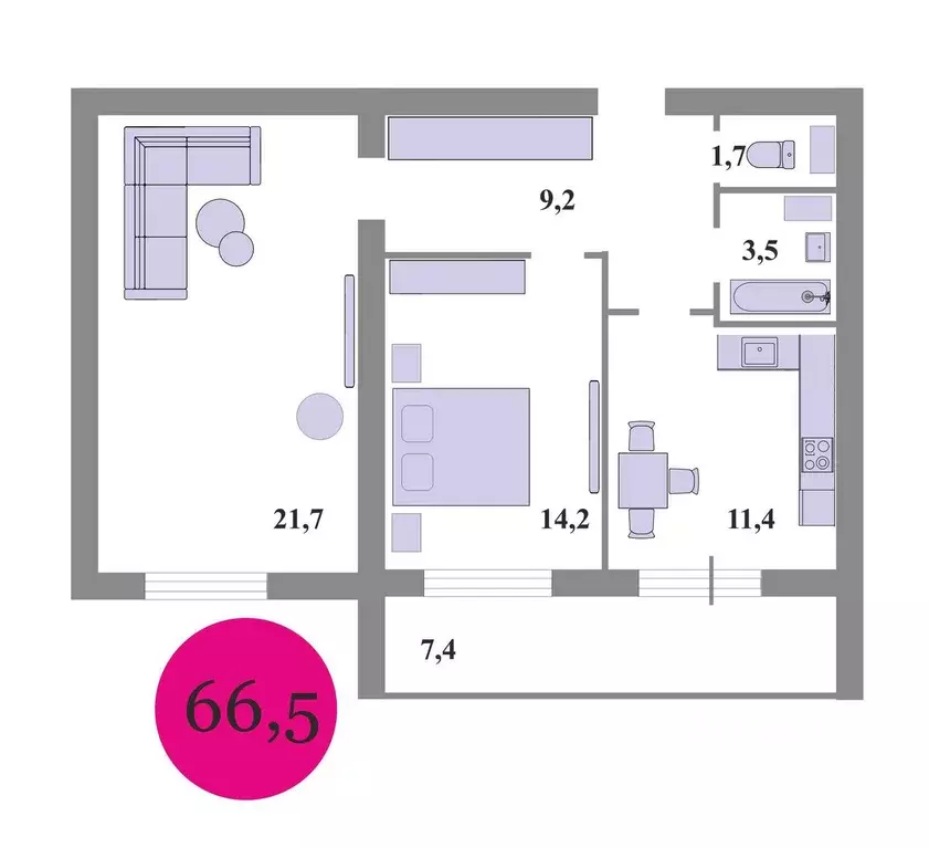 2-к кв. Амурская область, Благовещенск Игнатьевское ш., 10/2 (66.5 м) - Фото 1