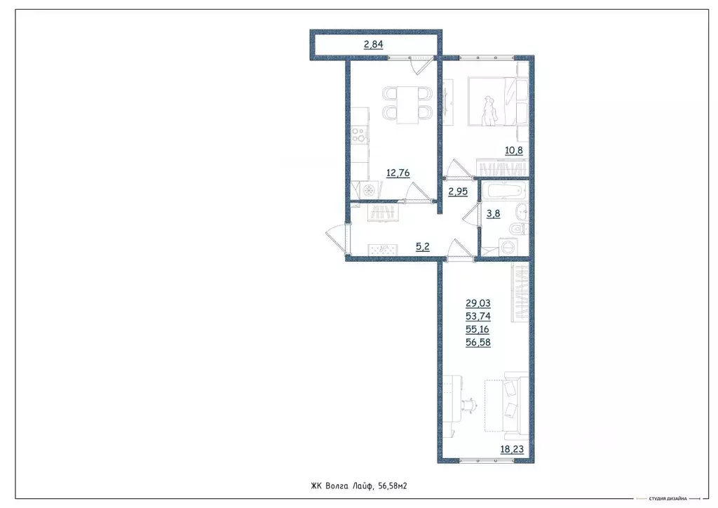 2-к кв. Тверская область, Тверь Новочеркасская ул., 49 (56.58 м) - Фото 1