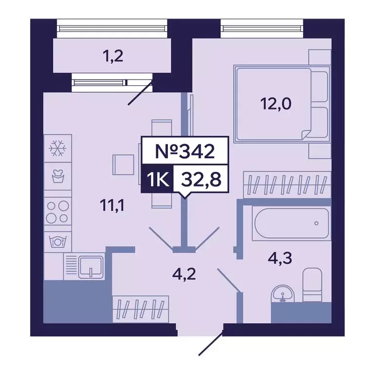 1-комнатная квартира: Якутск, Новопортовская улица, 1А/1 (32.8 м) - Фото 1