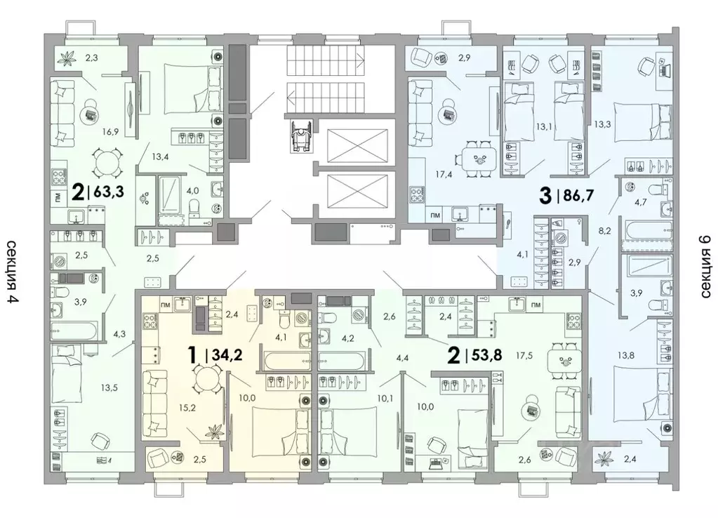2-к кв. Владимирская область, Владимир Уно жилой комплекс (63.3 м) - Фото 2