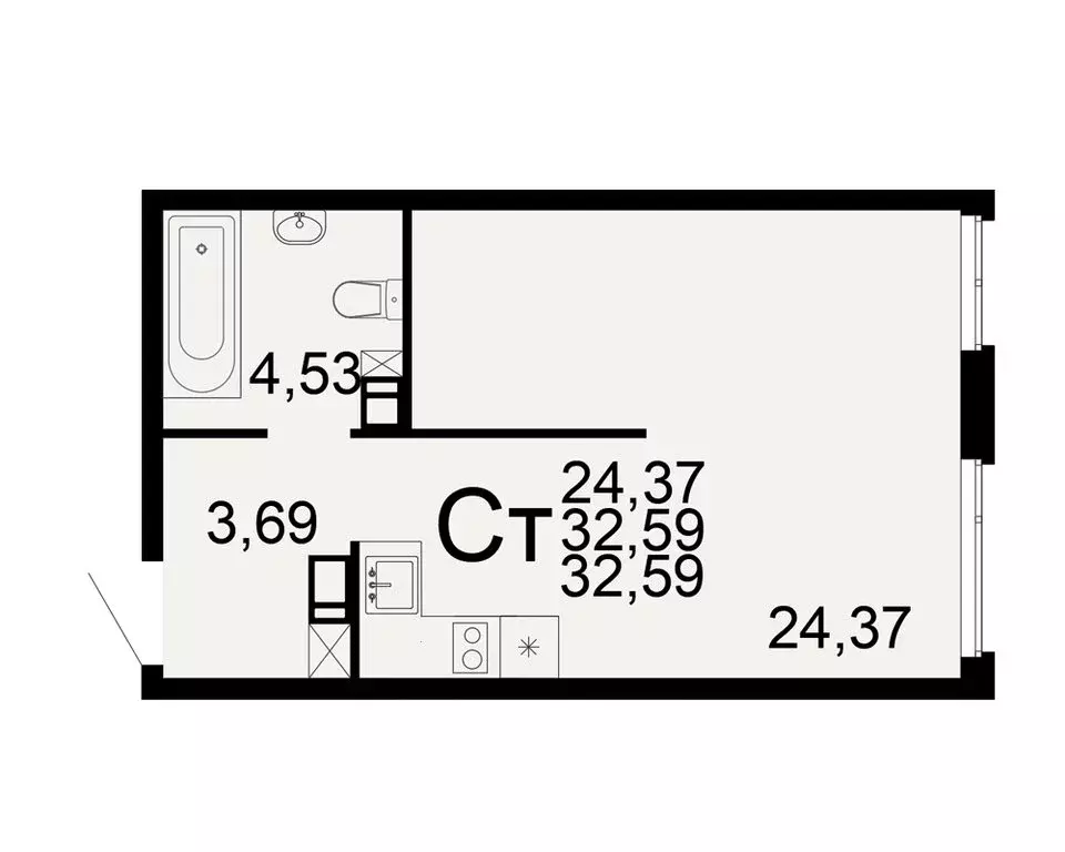 1-комнатная квартира: Тула, жилой комплекс Флагман (32.59 м) - Фото 1