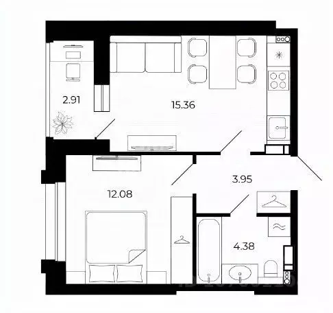 1-к кв. Липецкая область, Липецк ул. Е.И. Замятина, 4 (38.68 м) - Фото 2