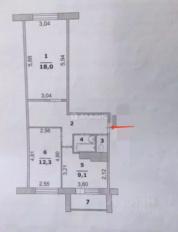 2-к кв. Белгородская область, Белгород Почтовая ул., 50а (55.0 м) - Фото 2