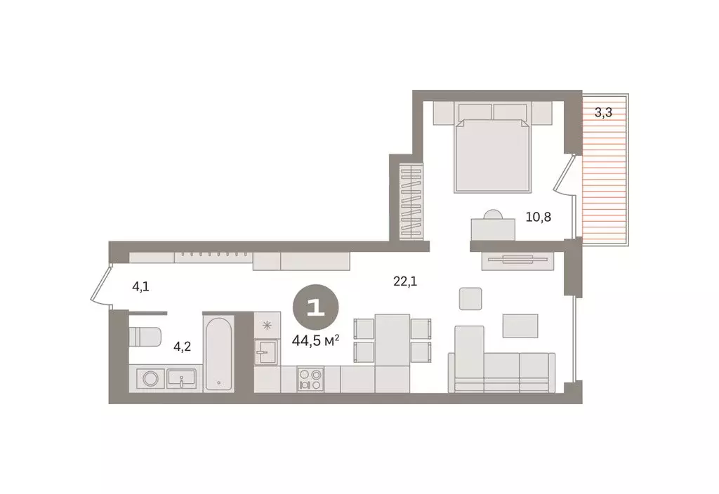 1-комнатная квартира: Екатеринбург, жилой район Эльмаш, Механический ... - Фото 2