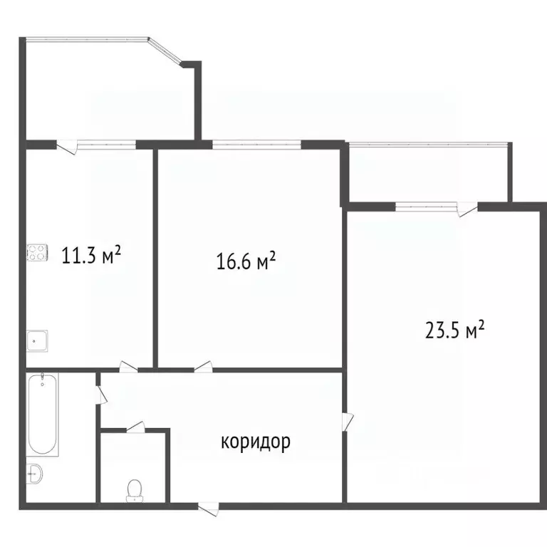 2-к кв. Ханты-Мансийский АО, Сургут Комсомольский просп., 13 (65.3 м) - Фото 2