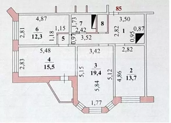 3-к кв. Липецкая область, Липецк Боевой проезд, 45 (79.6 м) - Фото 2