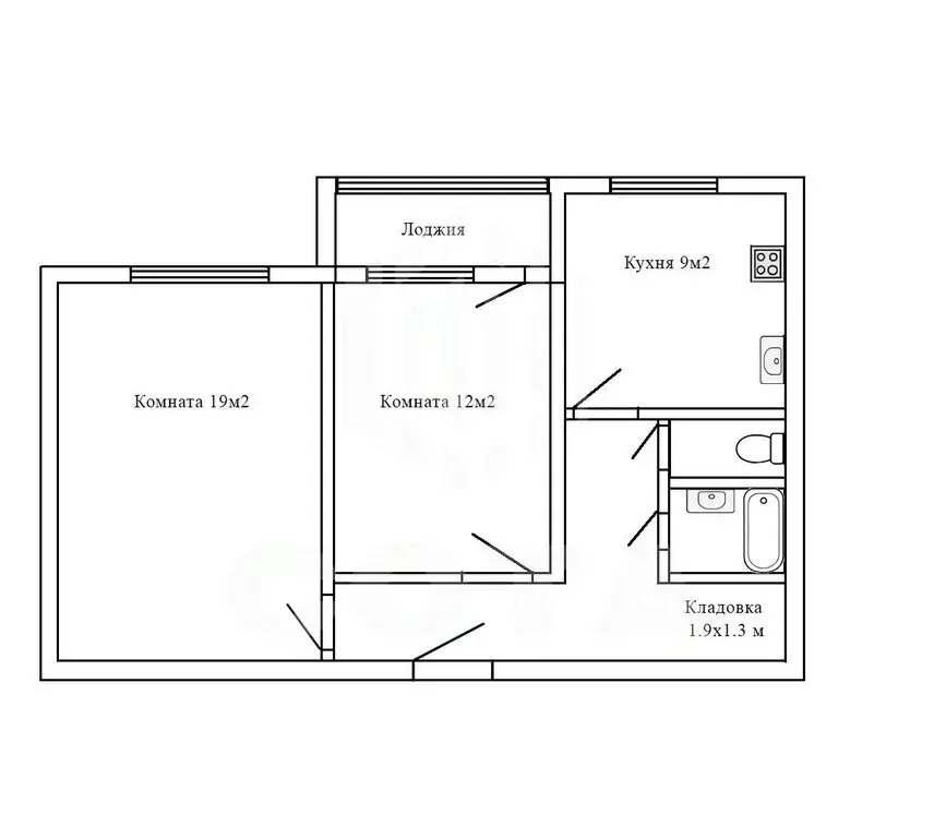 2-комнатная квартира: Воронеж, Ржевская улица, 9 (54.1 м) - Фото 1