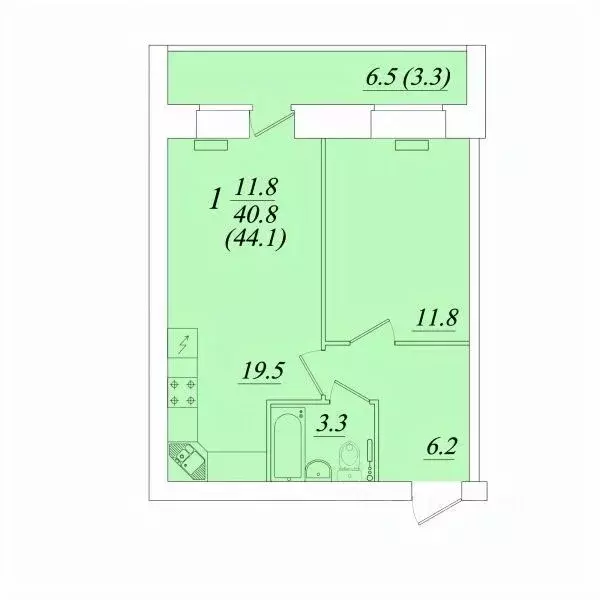 1-к кв. Вологодская область, Вологда Новгородская ул., 44к3 (44.1 м) - Фото 1