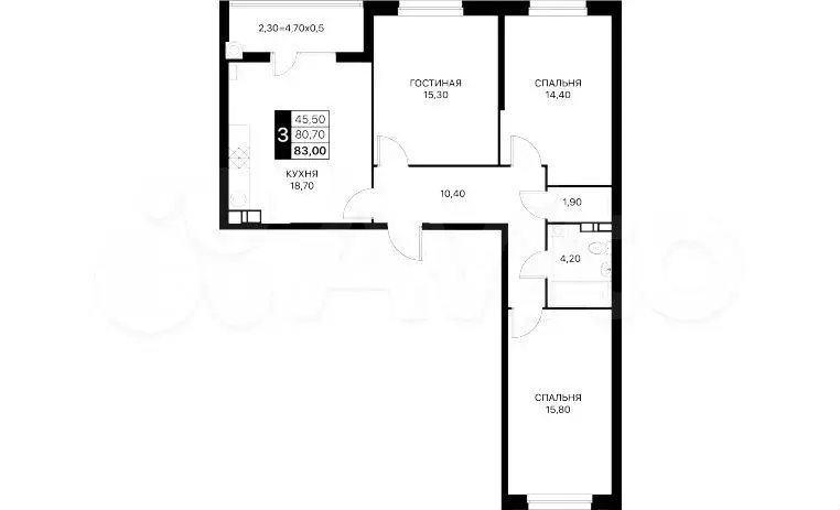 3-к. квартира, 83 м, 5/9 эт. - Фото 1
