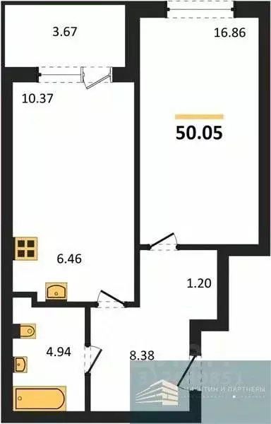 1-к кв. Воронежская область, Воронеж ул. Ломоносова, 116/2 (50.0 м) - Фото 0