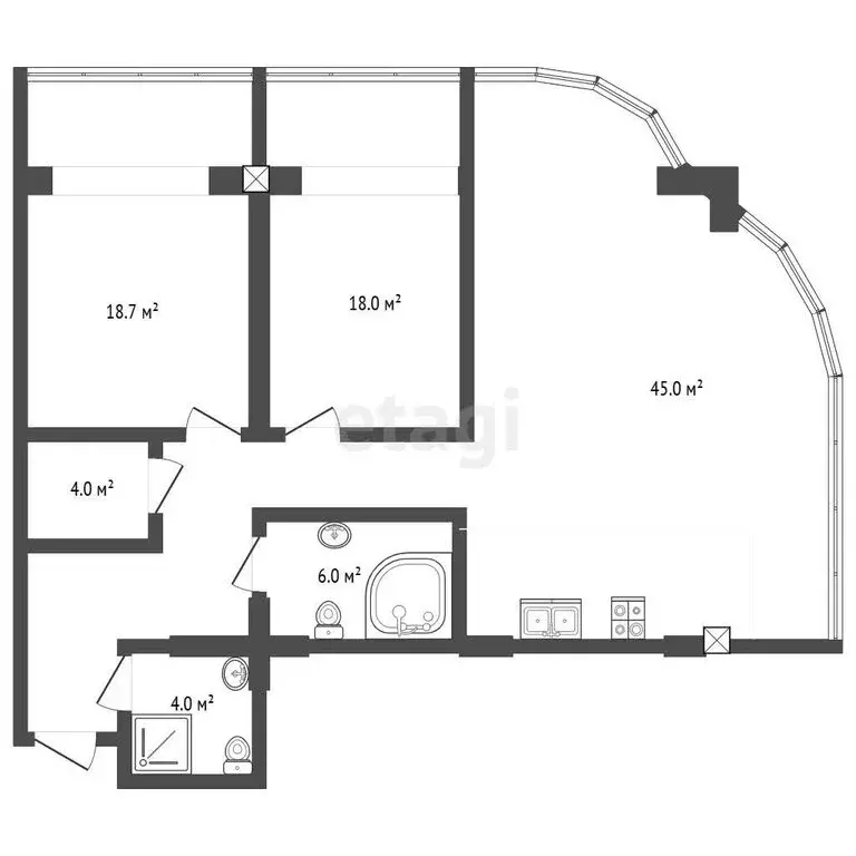 3-комнатная квартира: Ялта, Ореховая улица, 23А (104 м) - Фото 1
