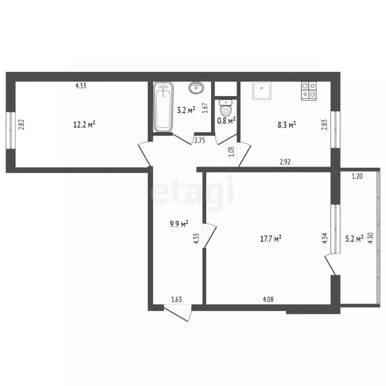 2-к кв. Калининградская область, Балтийск пос. Мечниково, ул. ... - Фото 2