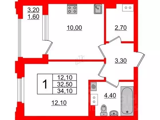 1-к кв. Санкт-Петербург Планерная ул., 99 (34.1 м) - Фото 0