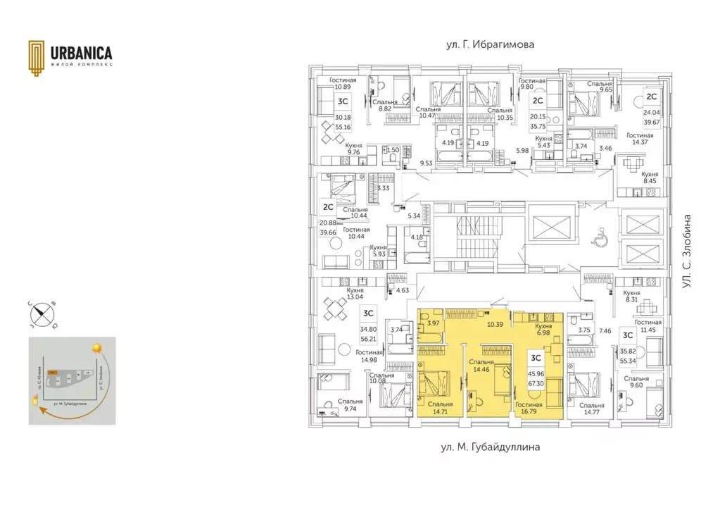 3-к кв. Башкортостан, Уфа ул. Художника Позднова (67.3 м) - Фото 1