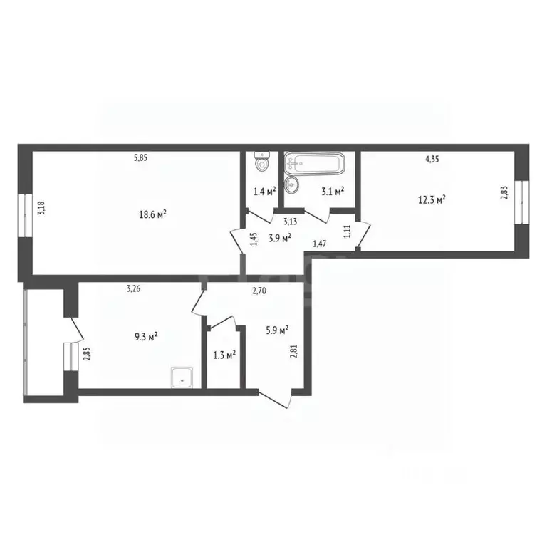 2-к кв. Амурская область, Благовещенск Театральная ул., 183/2 (55.8 м) - Фото 2