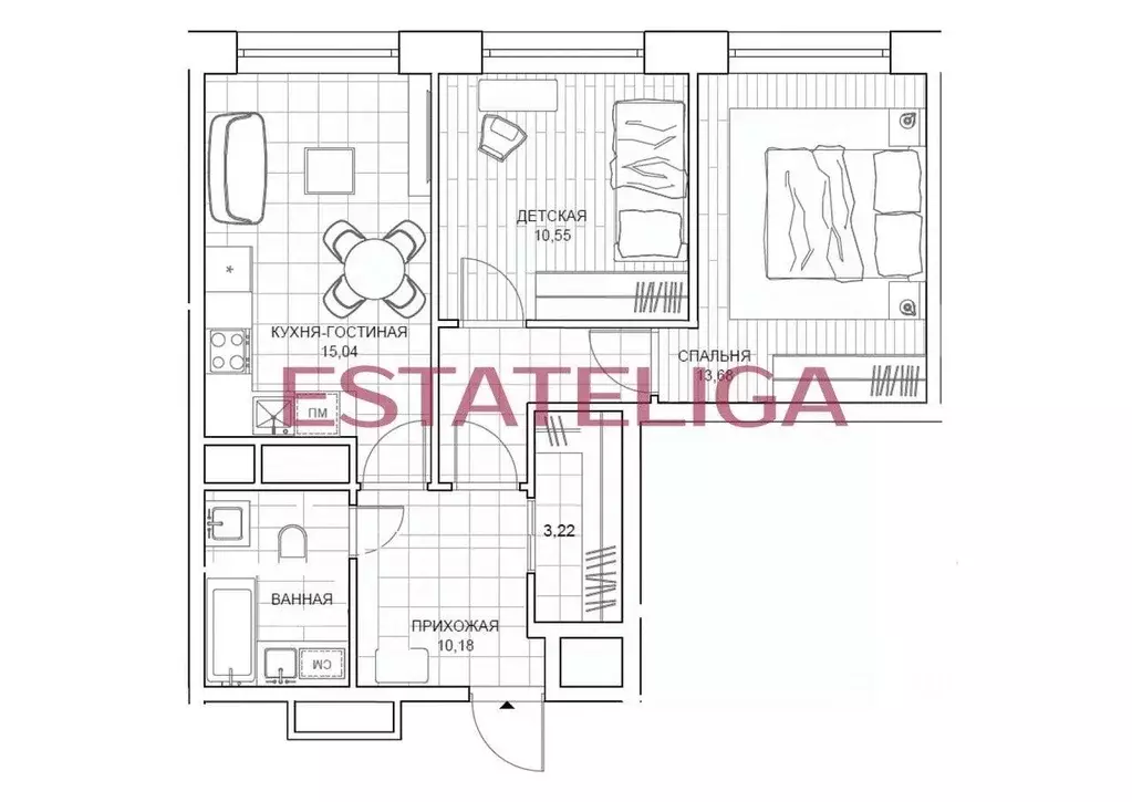 Квартира, 3 комнаты, 60 м - Фото 1