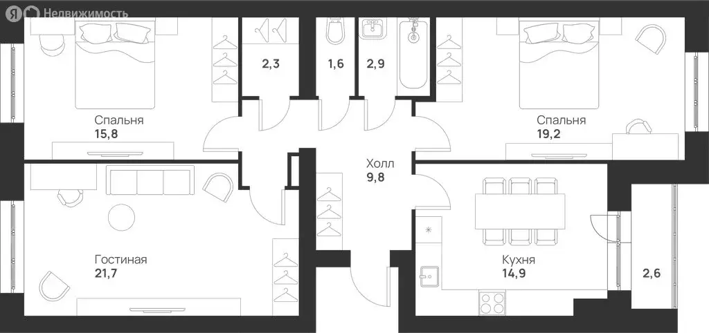 3-комнатная квартира: Тула, улица Героев России, 6 (90.8 м) - Фото 1
