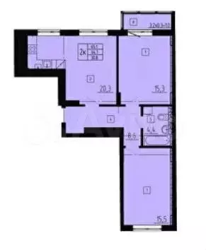 2-к. квартира, 65,1 м, 5/8 эт. - Фото 1