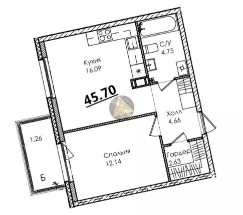 1-комнатная квартира: Сестрорецк, Авиационная улица, 5к1 (45.7 м) - Фото 1